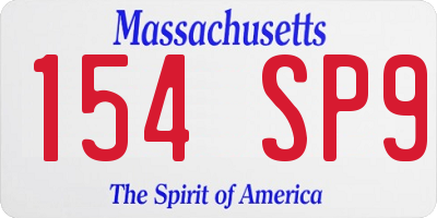 MA license plate 154SP9