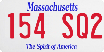 MA license plate 154SQ2