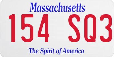 MA license plate 154SQ3