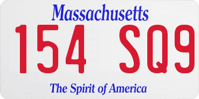 MA license plate 154SQ9