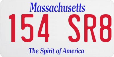 MA license plate 154SR8