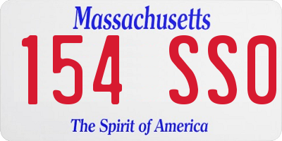 MA license plate 154SS0