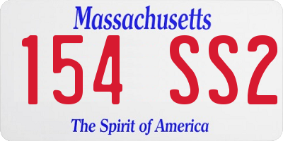 MA license plate 154SS2