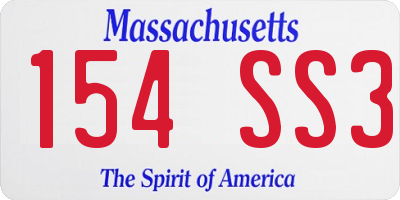 MA license plate 154SS3