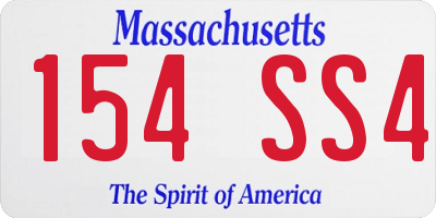 MA license plate 154SS4