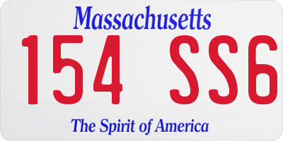 MA license plate 154SS6