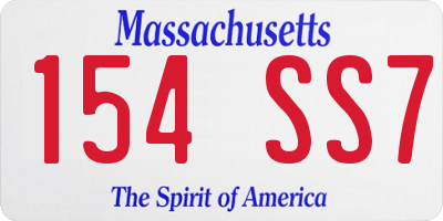 MA license plate 154SS7