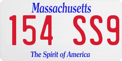 MA license plate 154SS9