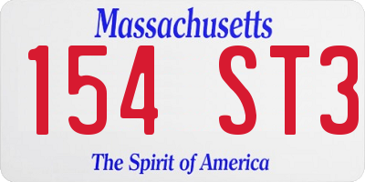 MA license plate 154ST3