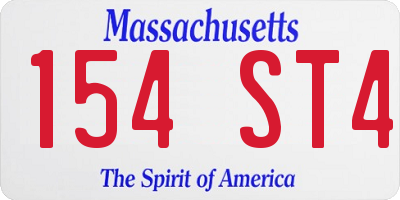 MA license plate 154ST4