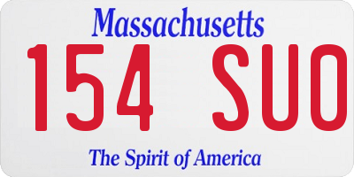 MA license plate 154SU0