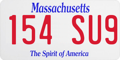 MA license plate 154SU9