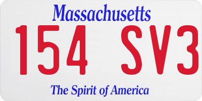 MA license plate 154SV3