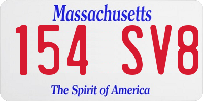 MA license plate 154SV8