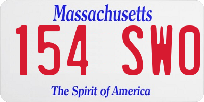MA license plate 154SW0