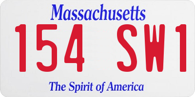 MA license plate 154SW1