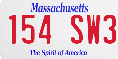 MA license plate 154SW3