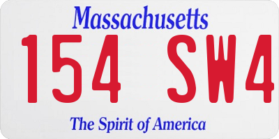 MA license plate 154SW4