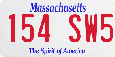 MA license plate 154SW5