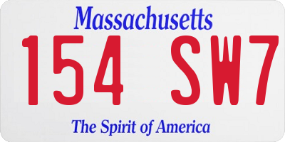 MA license plate 154SW7