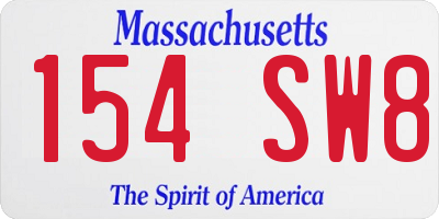 MA license plate 154SW8