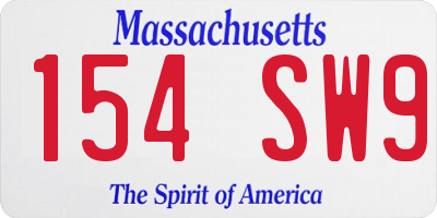 MA license plate 154SW9