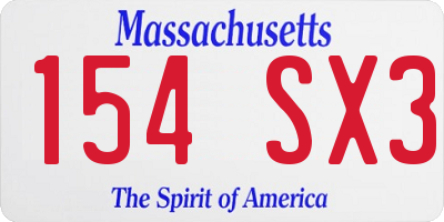 MA license plate 154SX3
