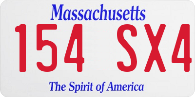 MA license plate 154SX4