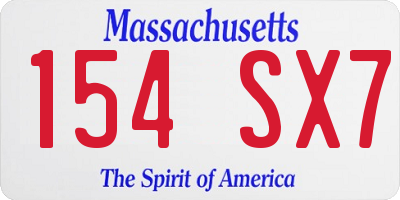 MA license plate 154SX7