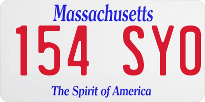 MA license plate 154SY0