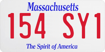 MA license plate 154SY1