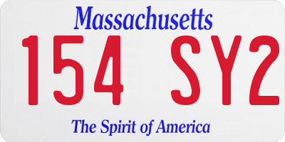 MA license plate 154SY2