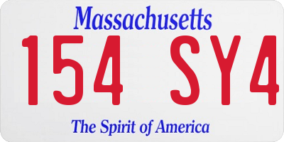 MA license plate 154SY4