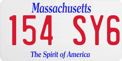MA license plate 154SY6