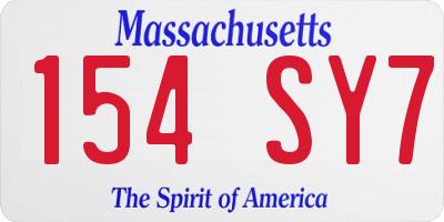 MA license plate 154SY7