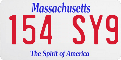 MA license plate 154SY9