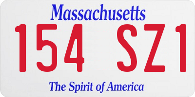 MA license plate 154SZ1
