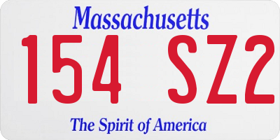 MA license plate 154SZ2