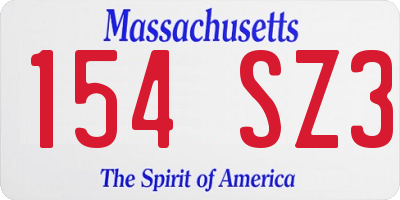MA license plate 154SZ3