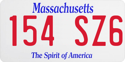 MA license plate 154SZ6
