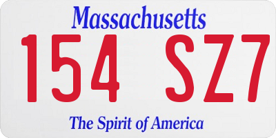 MA license plate 154SZ7