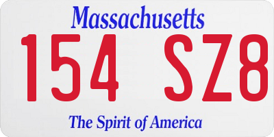 MA license plate 154SZ8
