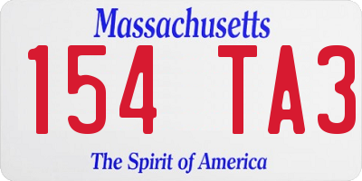 MA license plate 154TA3