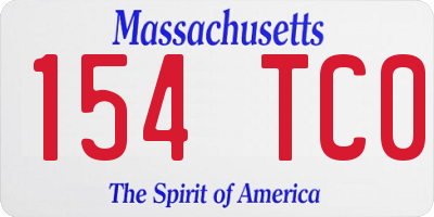 MA license plate 154TC0