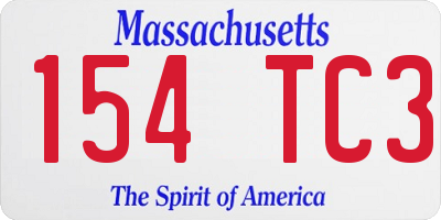 MA license plate 154TC3