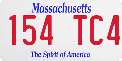 MA license plate 154TC4