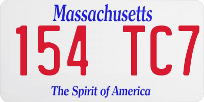 MA license plate 154TC7