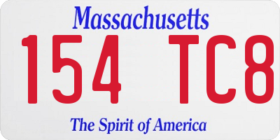 MA license plate 154TC8