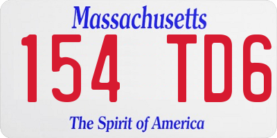 MA license plate 154TD6