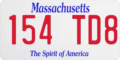 MA license plate 154TD8